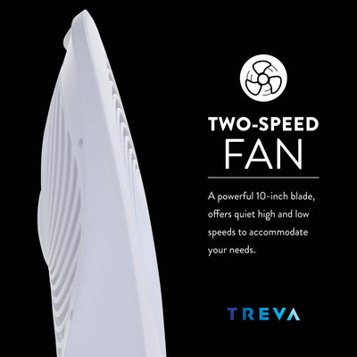 Treva 10-Inch Portable Fan, Powered by Battery and/or AC Adapter - Desk Fan Air Circulating with 2 Cooling Speeds, Personal Fan and Travel Fan for all your needs