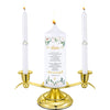 Landhoow 3 Unity Floral Candles for Wedding Ceremony Set with Golden Candle Holder White Pillar and Taper Candles Religious Wedding Catholic Anniversary Big Events Gifts for Couple