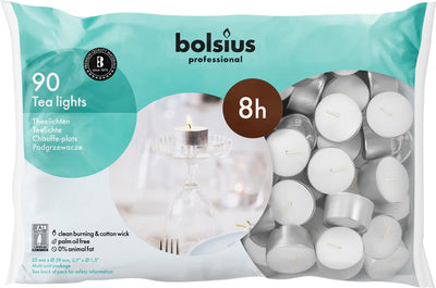 BOLSIUS Tea Light Candles - Bulk Case of 6 Packs = Total 540 Candles - 8+ Hours - Premium European Quality - Consistent Smokeless Flame - Unscented Tealights