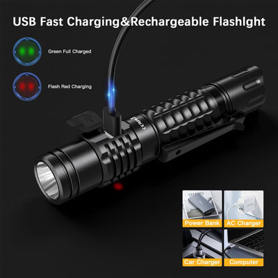 Wurkkos FC12 Tactical Flashlights High Lumens, 345M Long Range Rechargeable Flashlights, 2000Lumens Super Bright Led Flash Light,IP68 Waterproof Flashlight for Camping Hiking Fishing(Black)