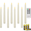 Rhytsing Ivory 10.8" Flameless Taper Candles with Timer, Battery Operated Dinner Candles with Remote, Smooth Wax Finish, Warm White LED, 16 Batteries Included - Set of 8