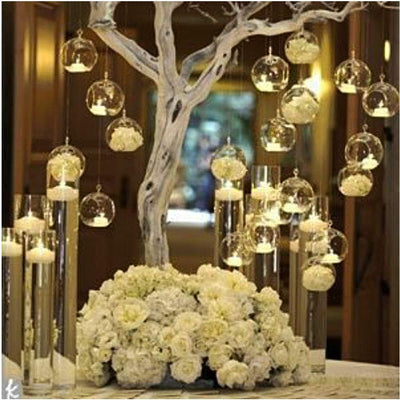 100 Pcs 3.15"/ 8cm Hanging Glass Tealight Holder Globe, Plant Terrariums Glass Orbs, Air Plants Tea Light Candle Holders, Home Decor Outdoor Garden (90 Pcs + 10 Pcs)