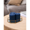 CANDWAX 3x4 Pillar Candle Set of 3 - Decorative Rustic Candles Unscented and No Drip Candles - Ideal as Large Candles for Home Interior - Dark Blue Candles