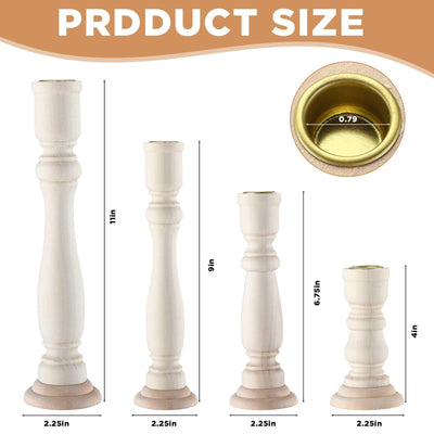 Tanlade 16 Pcs Wooden Candle Holders Set for Taper Candles Farmhouse Unfinished Wood Boho Candle Sticks Holder Rustic Candlestick Holder Stand for Fireplace Dining Table Centerpiece