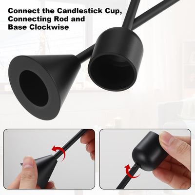 Suclain Set of 24 Short Candle Holders Metal Taper Candle Holders Modern Candlestick Holder Table Centerpieces for Party, Wedding, Dinning, Home, Birthday Decor(Black)