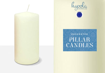 HYOOLA Ivory Pillar Candles 4x8 Inch - Unscented Pillar Candles - 2-Pack - European Made