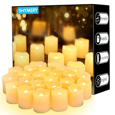SHYMERY Flameless Votive Candles,50 Pack Flickering Electric Fake Battery Operated LED Candles,200+Hour Long Lasting LED Tea Lights for Wedding,Halloween,Christmas,Party and Holiday Decoration