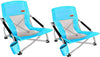 Nice C Adults Low Beach Chair, Sling, Folding, Portable, Concert, Kids, Boat, Sand Chair with Cup Holder & Carry Bag (2 Pack of Blue)