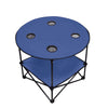 Preferred Nation | 2 Tier Folding Camping Table with 4 Mesh Cup Holders Blue | Polyester with Metal Frame | Compact, Convenient Carry Case Included | Side Table for Tailgate