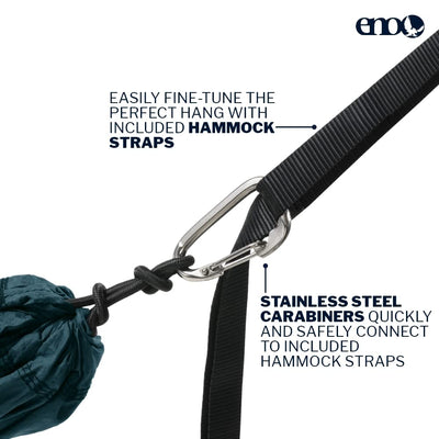 ENO TravelNest Hammock & Straps Combo - Portable Hiking and Camping Hammock with Straps Included - Travel Hammock for Camping, Hiking, Backpacking, a Festival, or The Beach - Marine