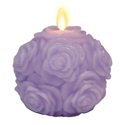 Luminara Lavender Rose Sphere Flameless Candle, Unscented Real Wax LED Candle, Timer, Holiday Decoration Centerpiece (4.25"x4.5")