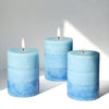 Petristrike Strong Ocean Scented Pillar Candles, 50+ Hrs Long Burning Candles，3 Pack Blue Candles for Home Scented (3x4'')