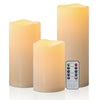 Yongmao 6"8"10" x 4" Waterproof Outdoor Flameless Candles Battery Operated LED Flickering Pillar Candles with Remote and Timer for Indoor Outdoor Lanterns, Long Lasting, Ivory Large, Set of 3