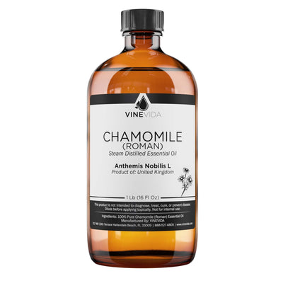 VINEVIDA Chamomile Roman Essential Oil 16 oz - Pure, Undiluted Chamomile Oil for DIY Candle Scents and Soap Making - Safe for Skin Topical Use