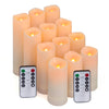 Aignis Flameless LED Candles with 10-Key Remote & Timer, Outdoor Indoor Waterproof Battery Operated Candles for Home/Wedding Décor, Exquisite Set of 12 (D 2.2" x H 4"/5"/6"/7")