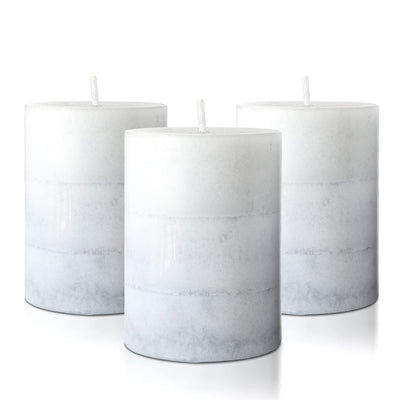 Set of 3 Scented Pillar Candles Creamy Coconut Scented Candles 3 x 4 Long-Lasting Candles Scented White Candles Palette Pillar Candles Clean Burning No Drip Candles Gift for Home Party Decor