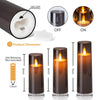 Homemory Decorative Flameless Candles, Battery Operated Candles with Remote & Timer, Flickering Led Pillar Candles, Plexiglass, Grey, Pack of 9, D2.2 xH 5" 6" 7"