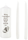 Celebration Candles Wedding Unity 9-Inch This Day I Marry My Friend Pillar Candle with Double Heart Motif and 10-Inch Taper Candle Set, Ivory