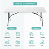 WGCTEK 6 Foot Plastic Folding Table,Portable Picnic Table Outdoor for Camping,Party,Wedding,Picnic,with Lock,Handle - White