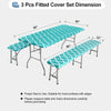 OutdoorLines Vinyl Fitted Picnic Table Cover with Bench Covers - Waterproof Camping Tablecloth for Picnic Table, Elastic Picnic Table Covers for Outdoor, Camping (Moroccon Teal 96x30 Inch, 3 Pcs)