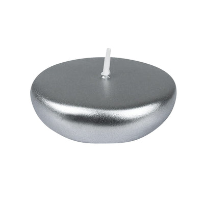 Zest Candle 24-Piece Floating Candles, 2.25-Inch, Metallic Silver