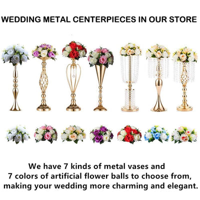 Versatile Metal Flower Arrangement, Candle Holder Stand Set for Wedding Party Dinner Centerpiece Event Restaurant Hotel Decoration (Gold, 10 x M)