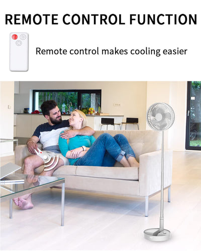 UN UNITEDTIME Desk and table fan, Foldable Fans Portable Travel Fan Battery Operated or USB Powered,Adjustable Height,My Foldaway fan with remote Control Timer 4 Speed Settings (White)