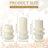 MTLEE 3 Pcs Small Ribbed Pillar Candles Ribbed Candle Soy Wax Scented Pillar Candle Aesthetic Candle Modern Geometric Candle Tall Pillar Candle Modern Home Decor for Bathroom Living Room(White)