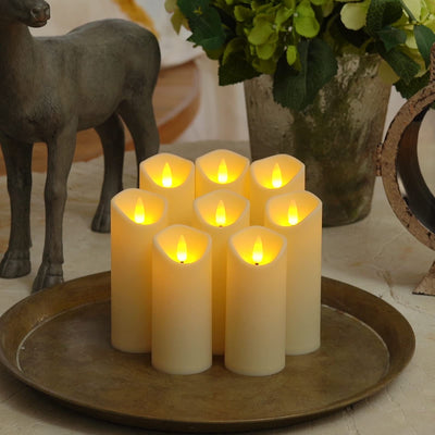 Homemory Flameless Candles, LED Candles, Battery Operated Candles with Remote Timers, Electric Fake Candles, Made of Frosted Plastic, Won't Melt, Ivory, Set of 9