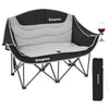 KingCamp Double Camping Chair Oversized Loveseat Camping Couch Heavy Duty Outdoor Folding Chair with Cup Holder Wine Glass Holder Support 440 lbs for Outside Picnic Beach Travel Black