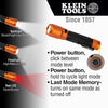 Klein Tools 56413 Rechargeable 2-Color LED Flashlight, Holster, Spotlight, Floodlight, Red LED, 1000 Lumens, USB Cable, Camping, Hunting