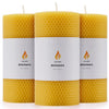 AGLARY 3PCS 3 * 6" Beeswax Pillar Candles, Large Handmade Pure Beeswax Rolled Candles, Unscented & Dripless & Smokeless,Original Color