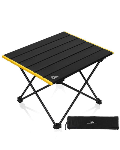 iClimb Ultralight Compact Camping Alu. Folding Table with Carry Bag, Two Size (Black - S)