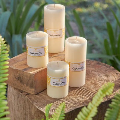 Simply Soson Citronella Candle - Citronella Scented Pillar Candles Ivory - 3x6 inch - 3 Pack - Long Lasting Burn Outside Candles for Garden Yard Balcony, Summer Camping