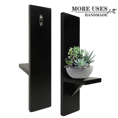 Wall Candle Sconces Set of 2, Decorative Wooden Candle Holder, Farmhouse Candle Sconce, Living Room Wall Decoration (Solid Black)