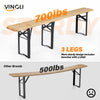 VINGLI Folding Picnic Tables with Benches Set, Weather-Resistant Wooden Beer Garden Table Bench, 3-Piece Portable Fold Up Camping BBQ Table w/Carrying Handles