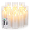 Homemory Pure White Acrylic Flameless Candles, LED Candles, Battery Operated Candles with Remote Control and Timer, Fake Electric Candles, Wedding, Home Decor, Set of 9