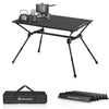 WARMOUNTS Folding Camping Table Adjustable Heights, 35″ Wide Tabletop Portable Camping Table, Aluminum Roll-up Camping Table w/Carrying Bag for Picnic, Grill, Fishing, Beach, Suitable for 2-4 People