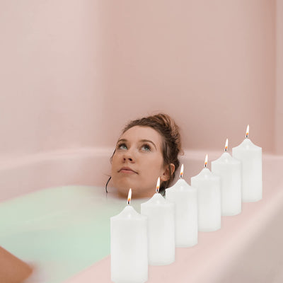 Super Z Outlet 3 x 6 Unscented Pillar Candles for Weddings, Home Decoration, Relaxation, Spa, Smokeless Cotton Wick. (12 Pack) (White)