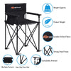 Goplus Folding Camping Chair, Outdoor Portable Beach Chair Heightened Design w/Detachable Armrests, Storage Pouches & Carrying Bag for Fishing, Picnic, Lawn (Black, 250LBS Weight Capacity)