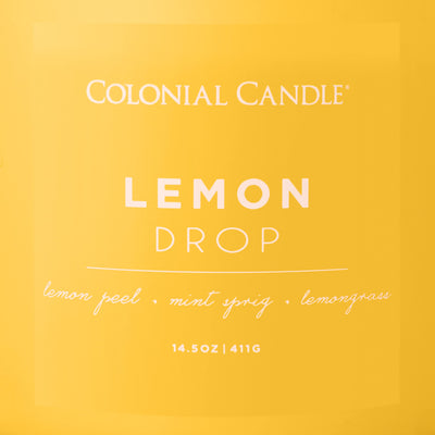 Colonial Candle Lemon Drop Scented Jar Candle, Pop of Color Collection, 3 Wick, 14.5 oz - Up to 60 Hours Burn