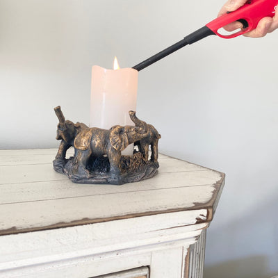 Evelots 3 Elephants on Parade Polyresin Candle/Plant Holder-Hand Painted, Bronze