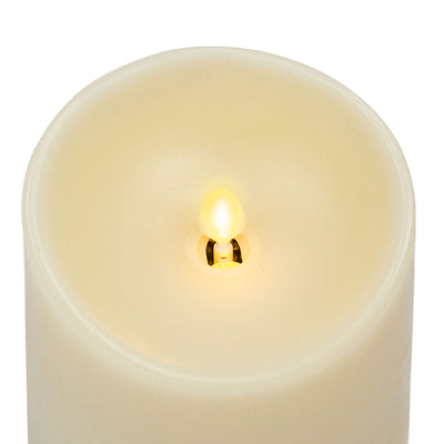Luminara Realistic Artificial Flame Pillar Candle with Timer, 5-Inch, Ivory