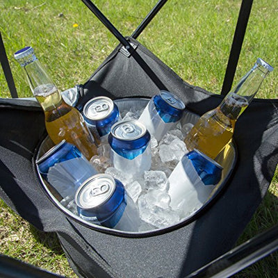 All-in-One Tailgating Table - Collapsible Folding Camping Table with Insulated Cooler, Mesh Food Basket and Travel Bag for Barbecues, Camping, Superbowl Football Tailgate Parties -Great BBQ Grill Gift