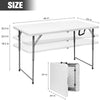 Byliable Folding Table 4 Foot Portable Heavy Duty Plastic Fold-in-Half Utility Table Small Indoor Outdoor Adjustable Height Folding Table with Carrying Handle, Camping and Party,White