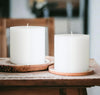 MIster Candle - White 4" x 4" Hand Made Pillar Candles (Set of 2) Unscented, Smokeless, Solid Color