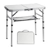 WHOMASS Camping Table Small 2Ft Folding Table 3 Adjustable Height Portable Lightweight Table Aluminum Fold Up Camp Dining Table for Picnic Beach BBQ Cooking Outdoor and Indoor