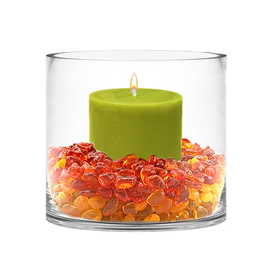 CYS Excel Clear Glass Cylinder Flower Vase (H:6" D:7") | Glass Vase Centerpieces Hurricane Floating Candle Holder Vase