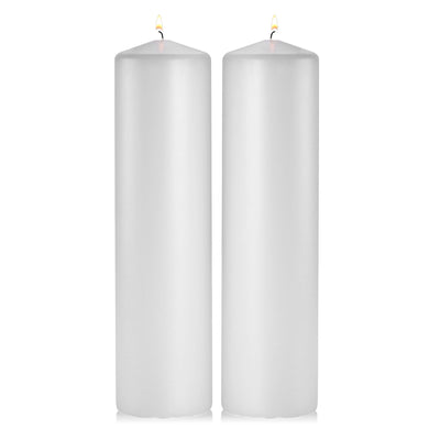 White Pillar Candles - Set of 2 Unscented Pillar – 3x12 inches for Wedding Centerpiece Candle, Home Decor and Holiday Celebrations