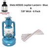 Light of Mine | Dietz #2500 Jupiter Oil Burning Lantern| Kerosene Oil Lamp | Camping Lantern with 6 Pack of 7/8" Wick Strips (Blue)